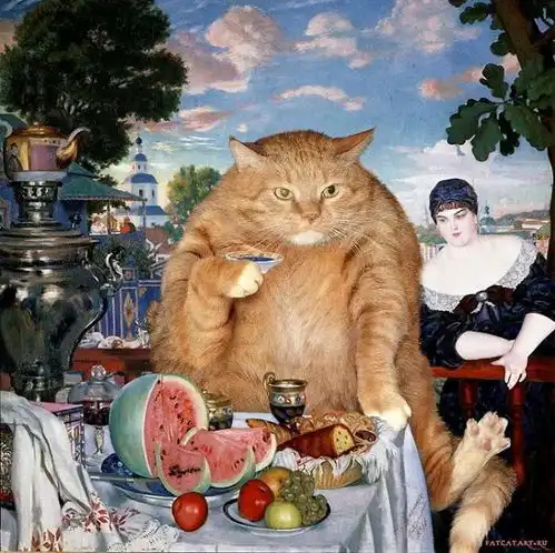 周一哈哈哈是谁把这只橘猫放进了世界名画里