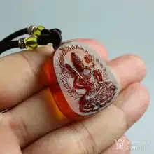 棕红缅甸琥珀虚空藏菩萨吊坠49kk24
