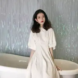 韩版港味复古温柔仙女裙少女心冷淡风连衣裙ins超...
