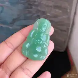 冰种满绿观音吊坠