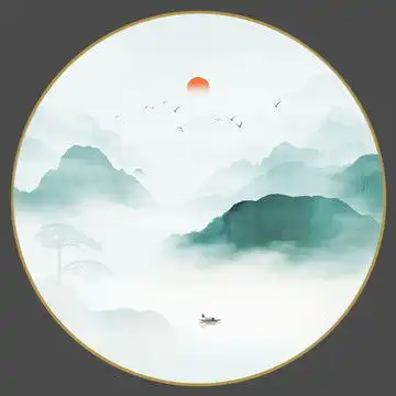 旭日东升山水画,装饰画设计,其他设计,设计模板,汇图网
