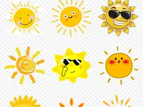 卡通手绘线条可爱太阳表情笑脸海报素材背景图片png