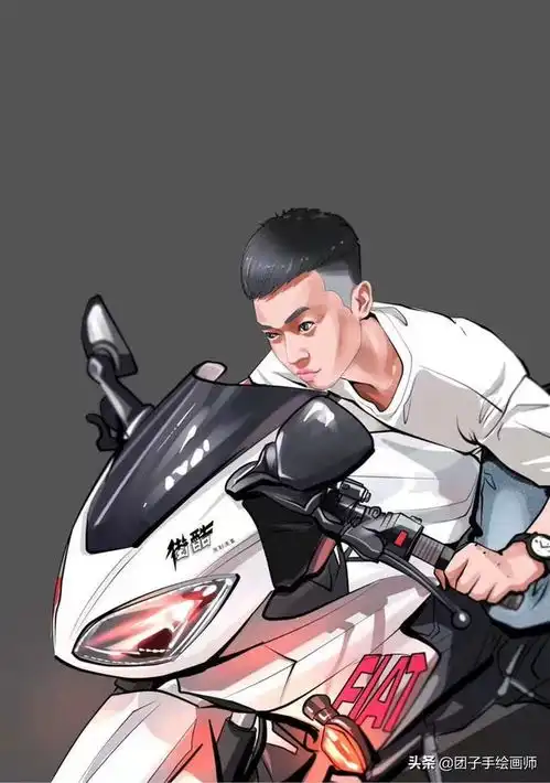 爱玩一组机车摩托车成熟男人帅气男人文艺男人漫画头像