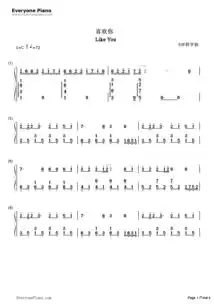 喜欢你beyondeop教学曲双手简谱预览eop在线乐谱架