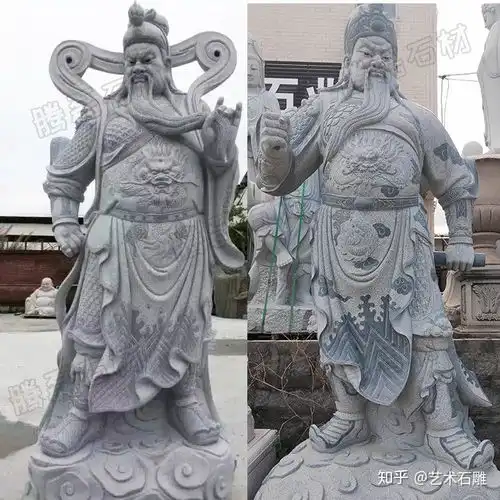 寺庙石雕关公像关公石雕佛像图片