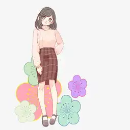 穿搭粉色上衣咖色格子裙女孩插画图片素材其他格式下载动漫人物大全