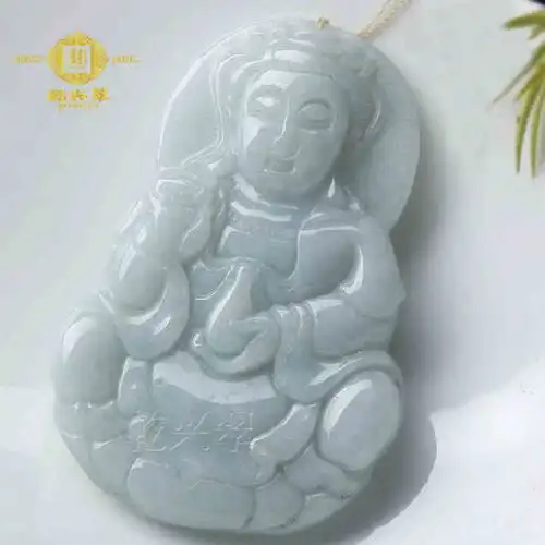 乾兴翠正品翡翠观音吊坠a货男款豆种玉观音