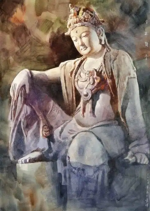 水彩佛像,福报之人