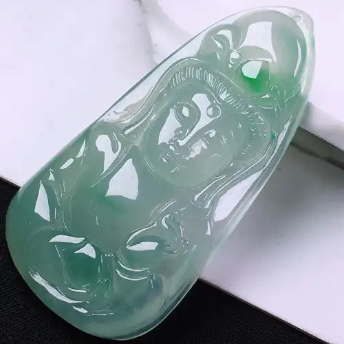 冰种晴水飘翠观音挂件翡翠
