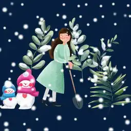 下雪场景梦幻童话风铲雪图片素材其他格式下载动漫人物大全