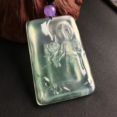 超值推荐冰种飘花观音挂件