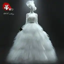 dvt婚纱礼服秋冬一字肩领长袖韩版时尚镶钻堆糖,美图壁纸兴趣社区