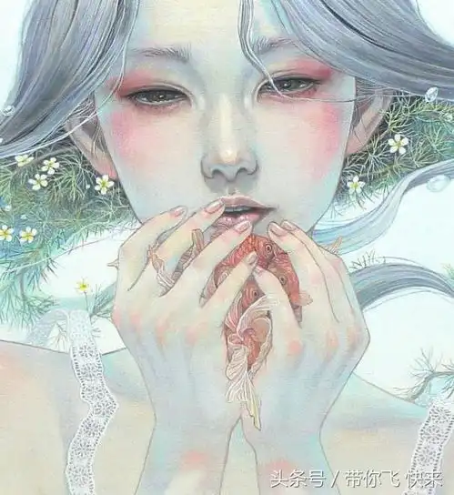被花草环绕的空灵少女