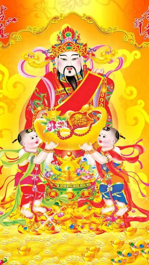 春节期间祭拜财神的手机壁纸,财神到,财源滚滚来