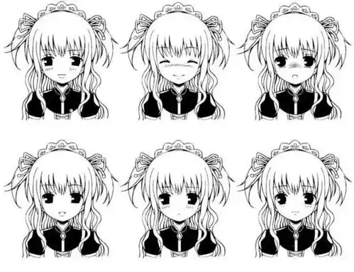 美少女漫画入门傲慢害怕害羞和茫然的表情