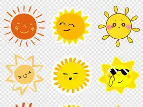 卡通手绘线条可爱太阳表情笑脸海报素材背景图片png