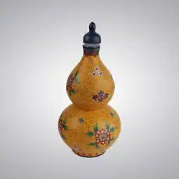 古代宫廷御用瓷器黄釉地掐丝珐琅葫芦瓶