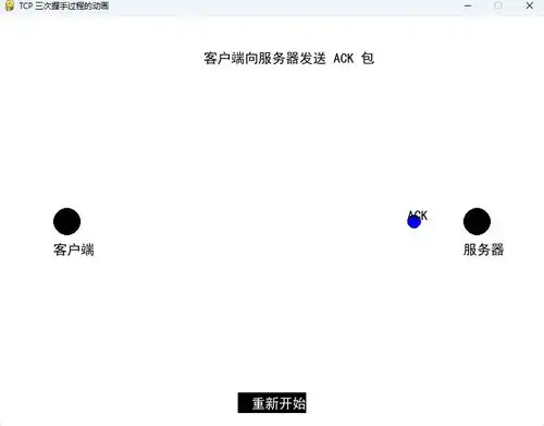 实现tcp三次握手过程的动画python