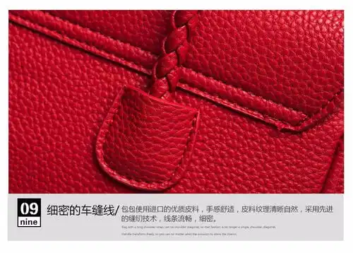 小童马真皮女包荔枝纹手提包单肩斜跨女士包包欧美风范铂金手腕牛皮女包