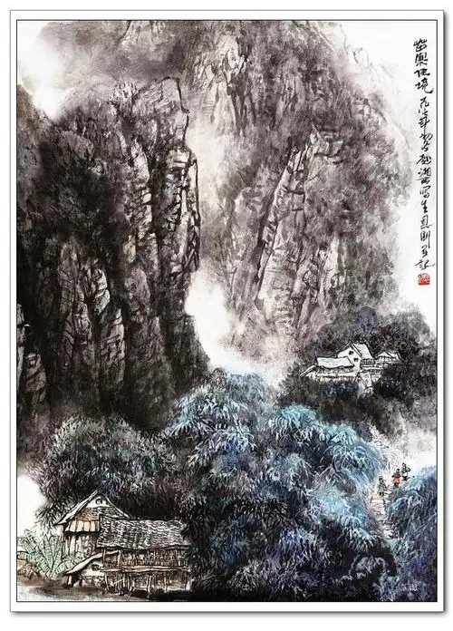 大山诗情师恩钊新北派山水画下