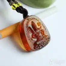 棕红缅甸琥珀虚空藏菩萨吊坠49kk24