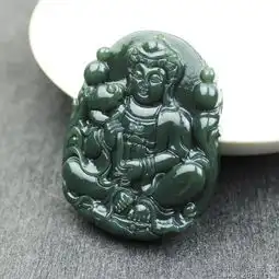 一元拍天然和田玉青玉观音吊坠男款玉石观音菩萨玉坠项链