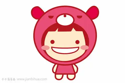 可爱表情五连拍小女孩简笔画