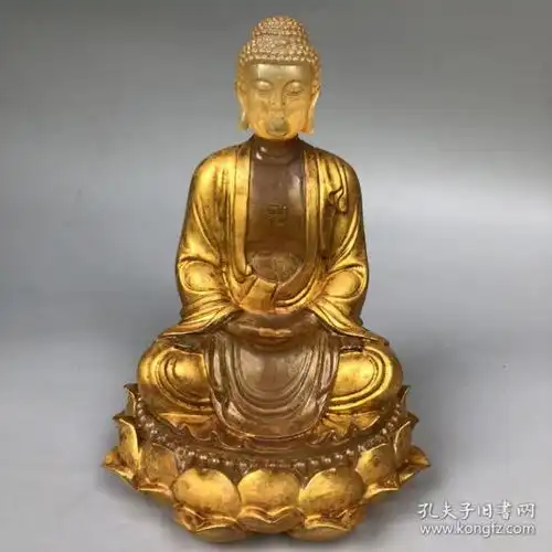 旧藏古法琉璃佛像莲花如来佛像一尊