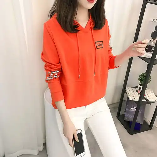 tzf春秋白色卫衣女长袖韩版宽松棉质学生cec薄款连帽外套潮ins