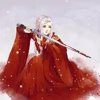 古风红衣持剑女头像