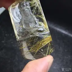 天然钛晶观音吊坠雕工极品