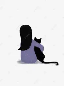卡通抱着猫的女孩背影psd插画素材图片免费下载千库网