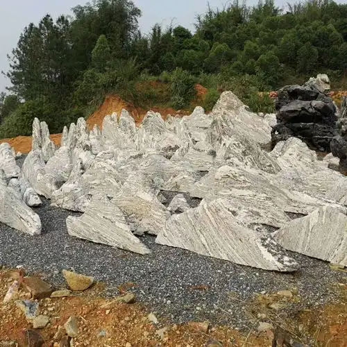 小型泰山石切片假山枯山水庭院景观假山石头6,雪浪石假山造景图片-黄页88网