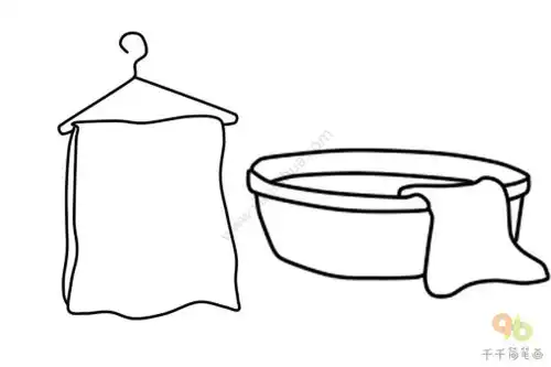 每日生活用品必备脸盆和毛巾简笔画