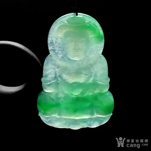 冰种飘翠翡翠观音挂件