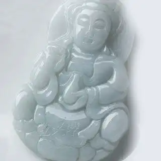翡翠豆种吊坠价格参考,阿里京东观音款式热卖