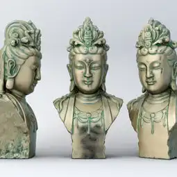 中式韦陀菩萨佛像雕塑摆件3d模型