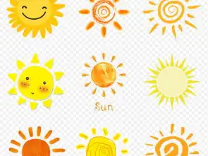 卡通手绘线条可爱太阳表情笑脸海报素材背景图片png
