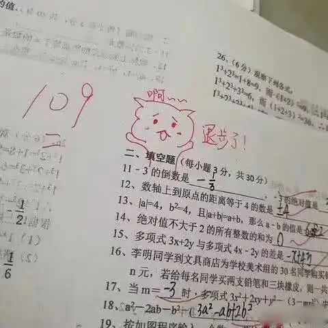 女老师批改试卷,很有才,自带一堆表情包,学生大呼老师太可爱