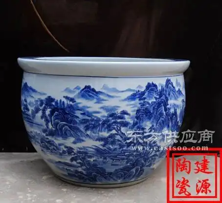 庭院装饰90cm大缸定做别墅种树大缸建源瓷器大缸厂家图片