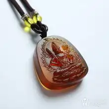 棕红缅甸琥珀虚空藏菩萨吊坠49kk24