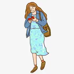 行走的女生手绘插图psd源文件图片素材其他格式下载动漫人物大全