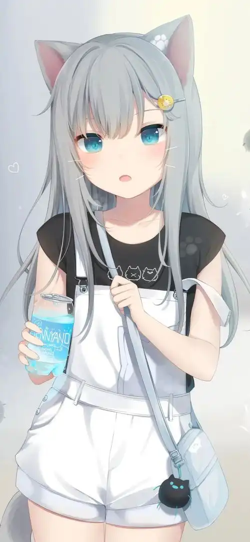 手机壁纸猫系少女