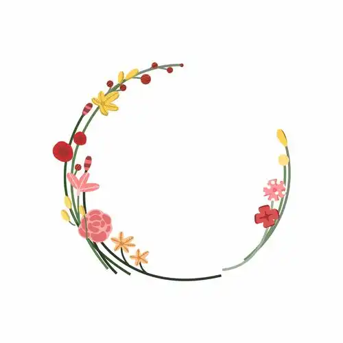 千库网简约可爱小清新花环花卉圆形边框元素编号11935168素材
