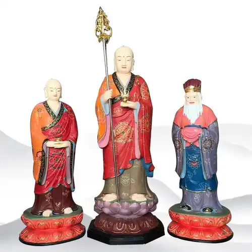 九华山地藏王菩萨佛像树脂大愿地藏王菩萨玻璃绘婆娑三圣