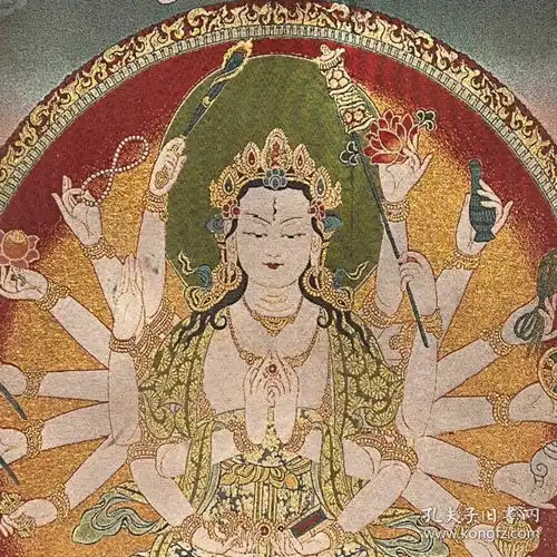 lll旧藏大昭寺共施唐卡之千手观音佛像贡奉丝绸唐卡
