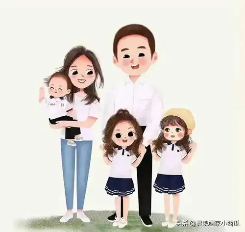 换一换你的头像吧,亲子卡通全家福头像,祝大家除夕快乐