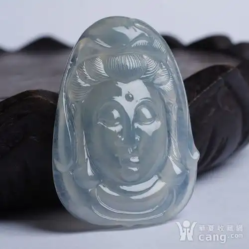 老坑冰玻翡翠观音头像雕件x1