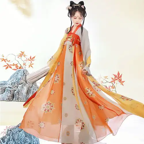 卫跃知音原创汉服女中国风夏季薄款唐制复原款诃子裙仙气飘逸古风中国传统服饰汉服汉元素造型绘画参考