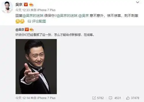 网友开启了吴京表情包大赛,谢楠也搞怪参与,吴京大方回应